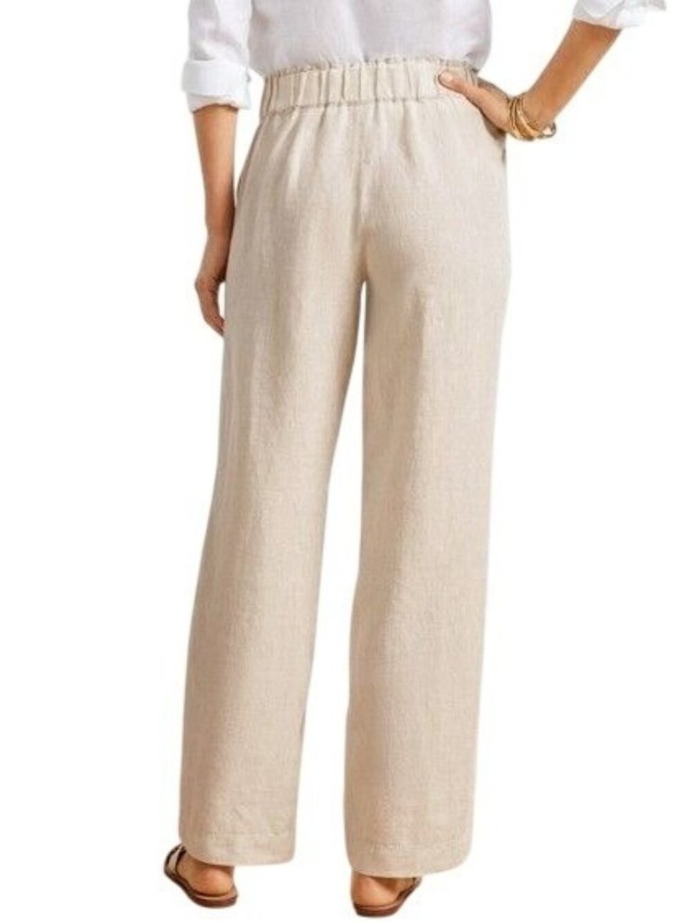 Talbots Nantucket Washed Linen Wide Leg Pull-On Pants 3X Comfortable Casual